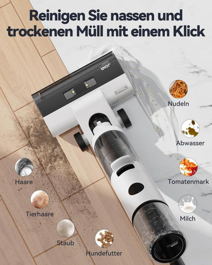 JONR ED12 Nass- & Trockensauger – Kabellos, Selbstreinigend, für Hartböden
